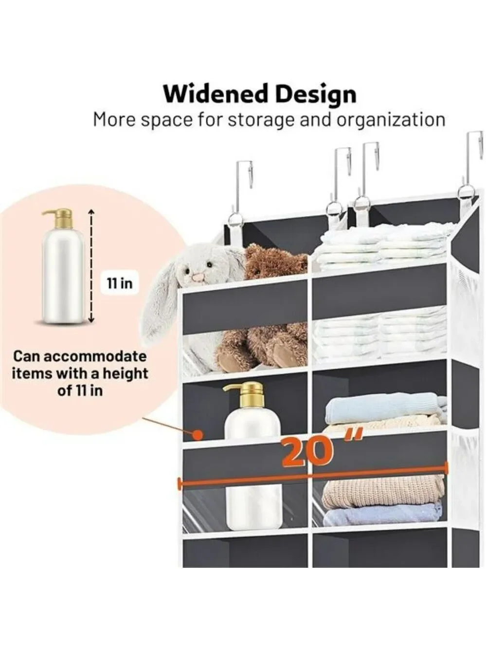 Over Door Organizer 5 Tier 10 Pocket Hanging Storage for Closet Bathroom